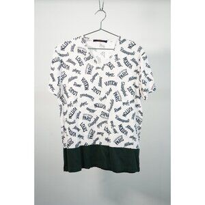 Louis Vuitton White V-Neck Spell Out Shirt